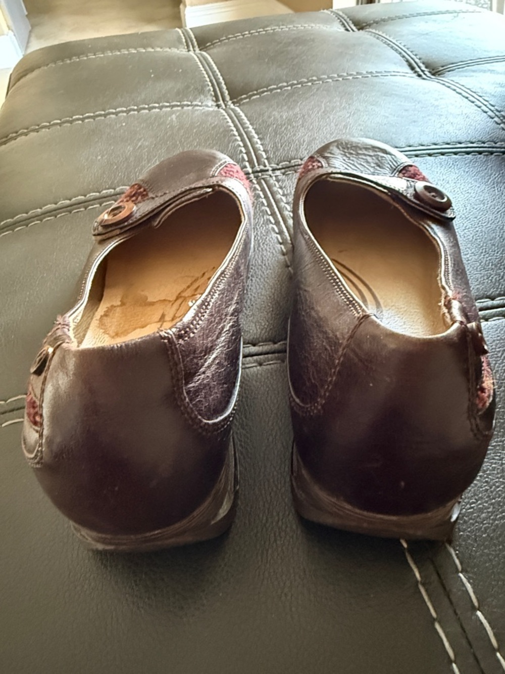 Dansko Women's Dark Brown Leather Button-Accent Flats - Picture 2 of 5